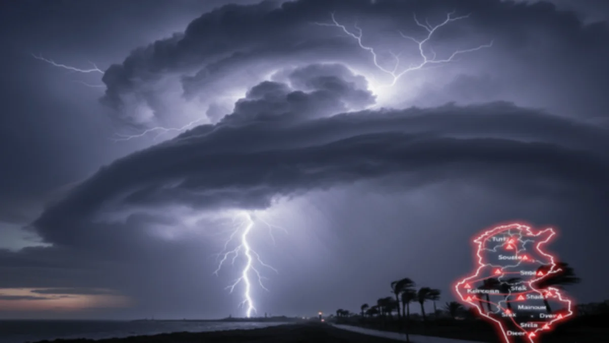 Alerte Météo en Tunisie : Perturbations violentes dès l'aube touchant 9 gouvernorats Alerte Météo en Tunisie : Perturbations violentes dès l'aube touchant 9 gouvernorats