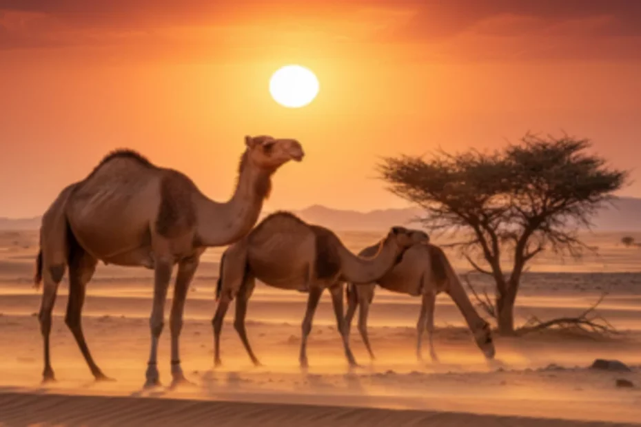 الإبل وقت الغروب