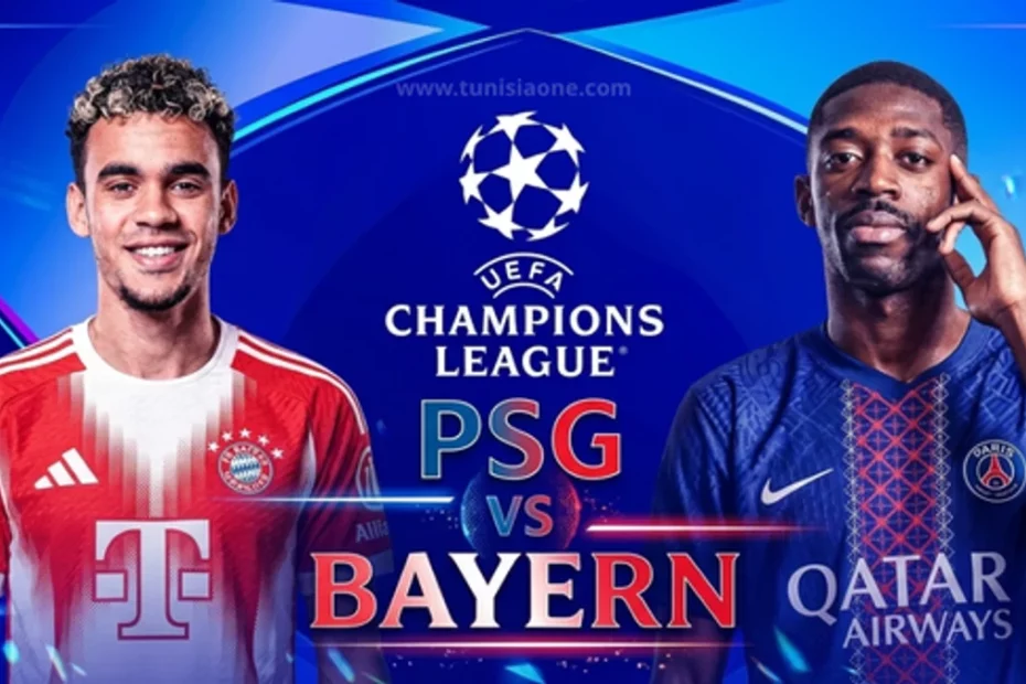 Watching Paris Saint-Germain vs Bayern Munich in the UEFA Champions League Semi-Final 2026: The Ultimate Guide PSG vs Bayern Munich 2026 UEFA Champions League semi-final match poster featuring Ousmane Dembélé and Jamal Musiala.