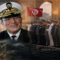 Image illustrant l’amiral Kamal Akrout avec des officiers de l’armée tunisienne dans un décor officiel symbolisant le communiqué du ministère de la Défense et la neutralité de l’institution militaire.
