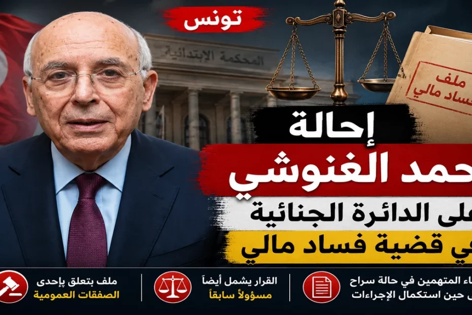 صورة تعبيرية تتعلق بقرار إحالة محمد الغنوشي، الوزير الأول الأسبق في تونس، على الدائرة الجنائية المختصة في قضايا الفساد المالي في ملف مرتبط بصفقة عمومية.